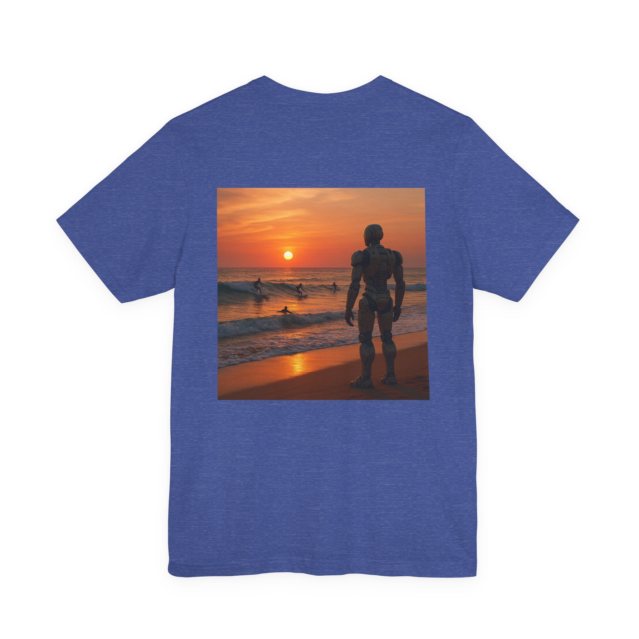 Sunset Surf Robot Tee - Beach Sunset Graphic T-Shirt