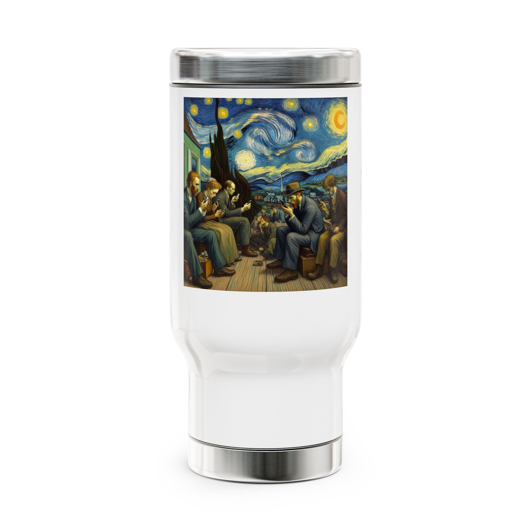 Starry Night Commuter Travel Mug  Van Gogh-Inspired 14oz Stainless Steel with Handle