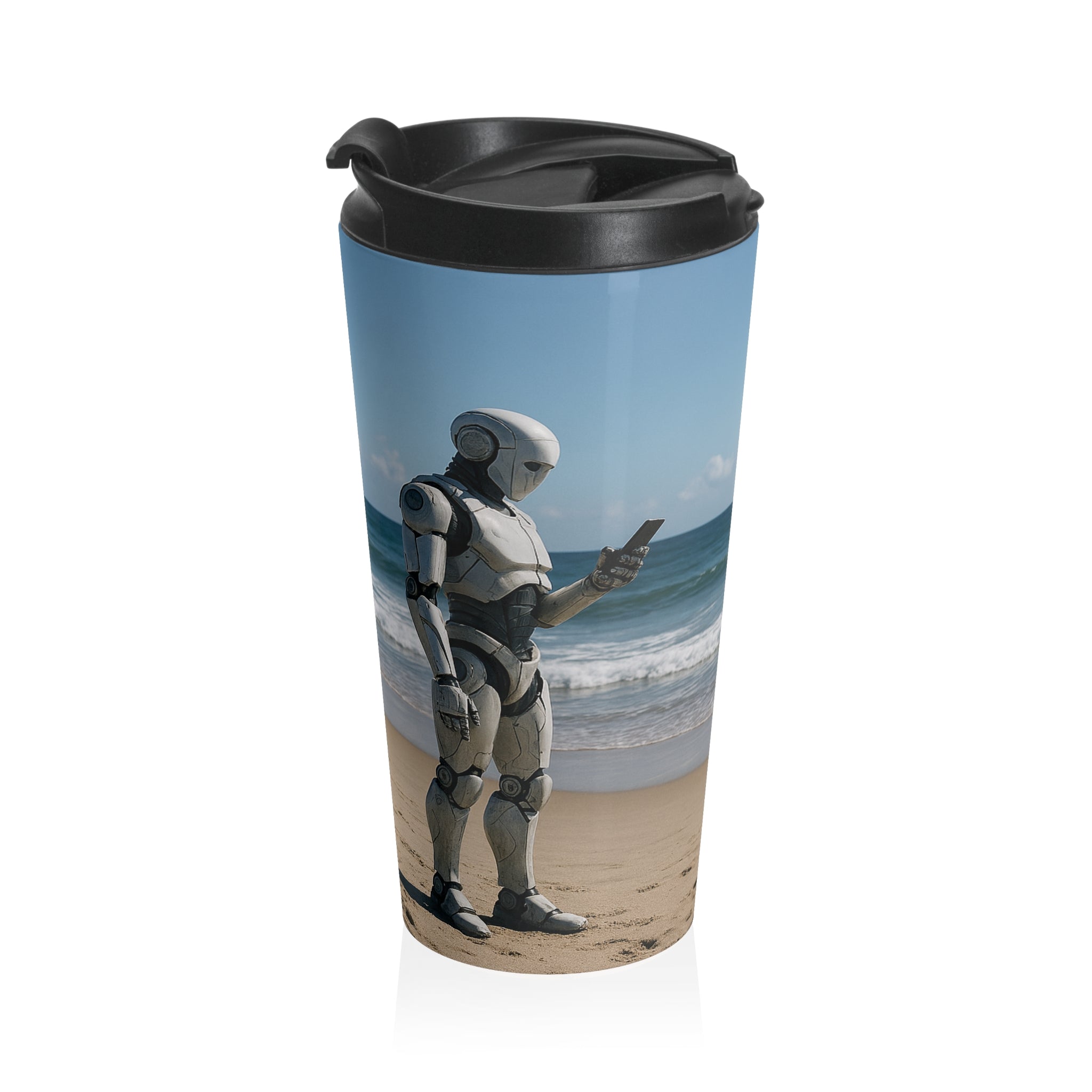 Robot Surfing Travel Mug Stainless Steel Travel Tumbler with Surfing Robot Design