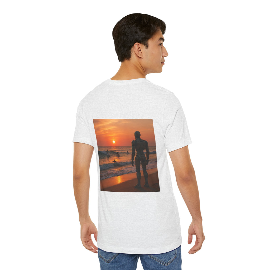 Sunset Surf Robot Tee - Beach Sunset Graphic T-Shirt