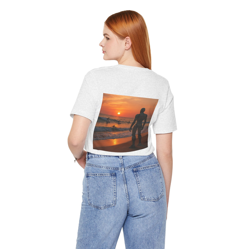 Sunset Surf Robot Tee - Beach Sunset Graphic T-Shirt
