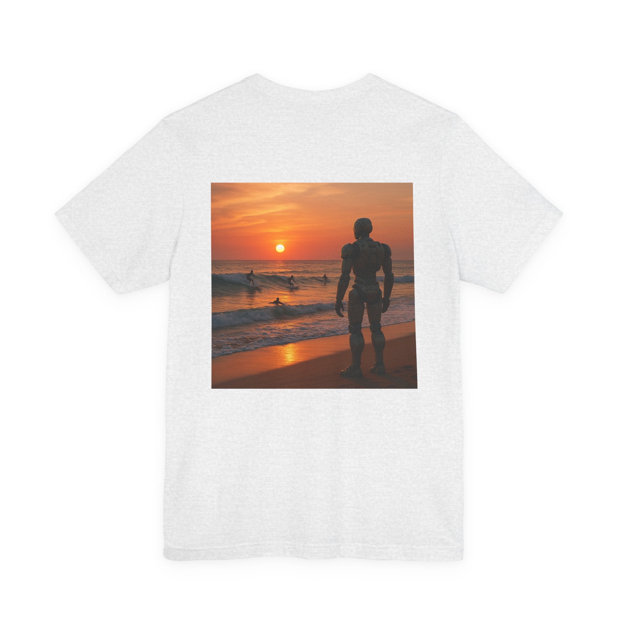 Sunset Surf Robot Tee - Beach Sunset Graphic T-Shirt