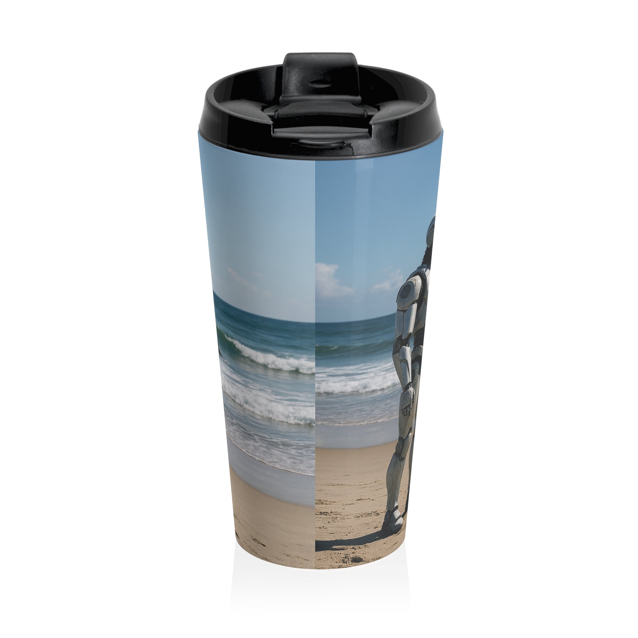 Robot Surfing Travel Mug Stainless Steel Travel Tumbler with Surfing Robot Design