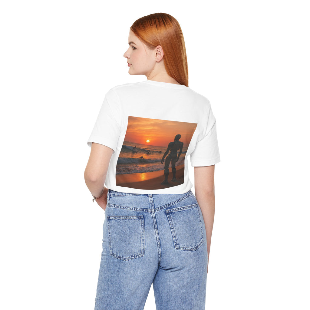 Sunset Surf Robot Tee - Beach Sunset Graphic T-Shirt
