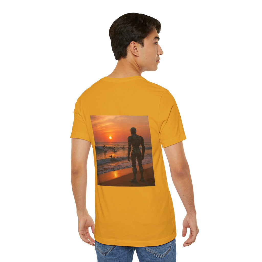 Sunset Surf Robot Tee - Beach Sunset Graphic T-Shirt