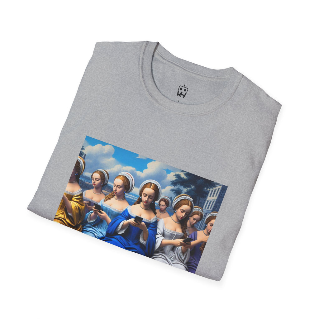 Renaissance Ladies Graphic T-Shirt — Vintage Blue Virgin Mary Art Tee
