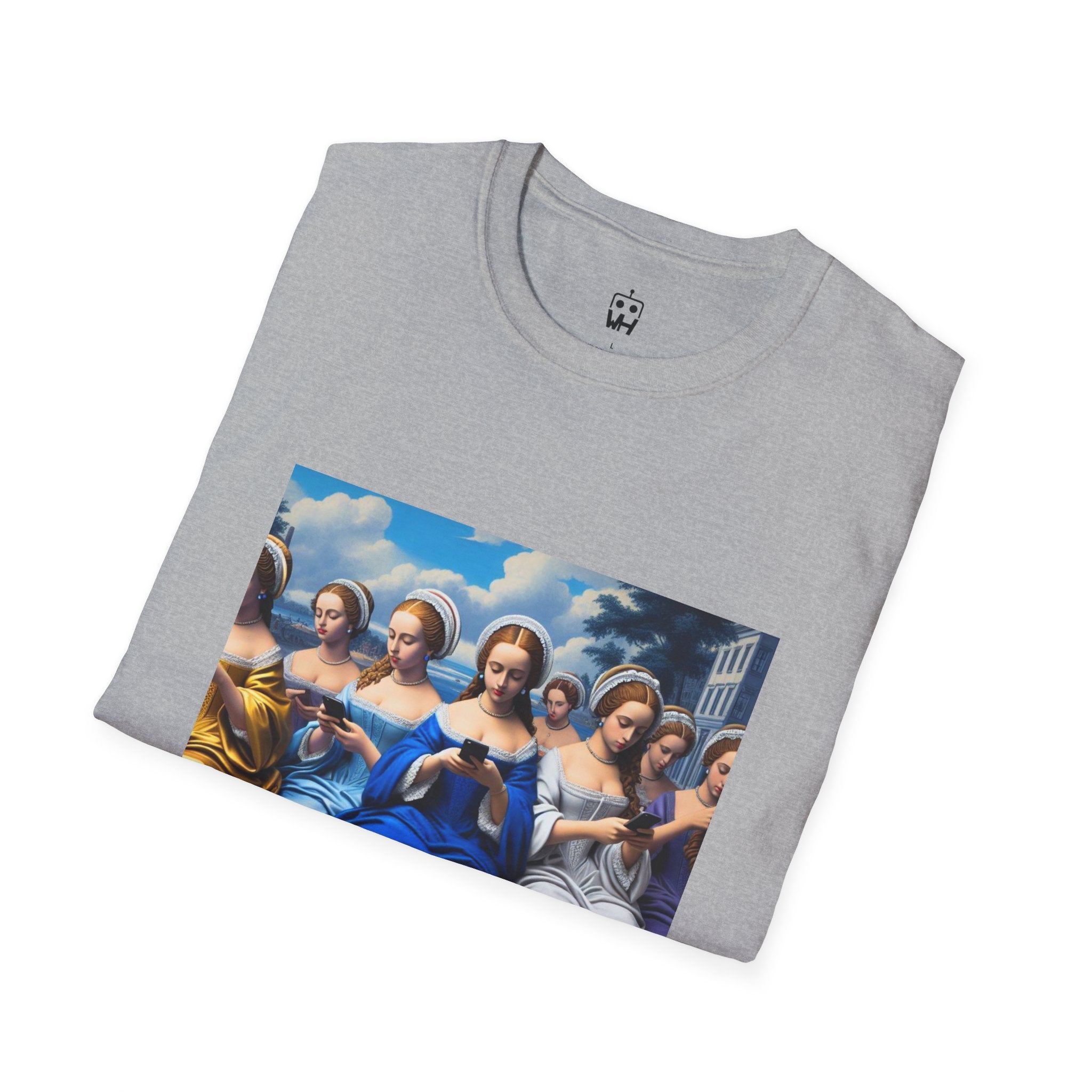 Renaissance Ladies Graphic T-Shirt — Vintage Blue Virgin Mary Art Tee