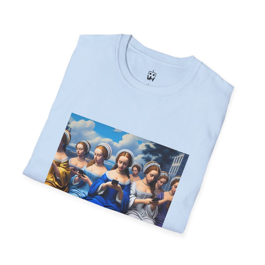 Renaissance Ladies Graphic T-Shirt — Vintage Blue Virgin Mary Art Tee