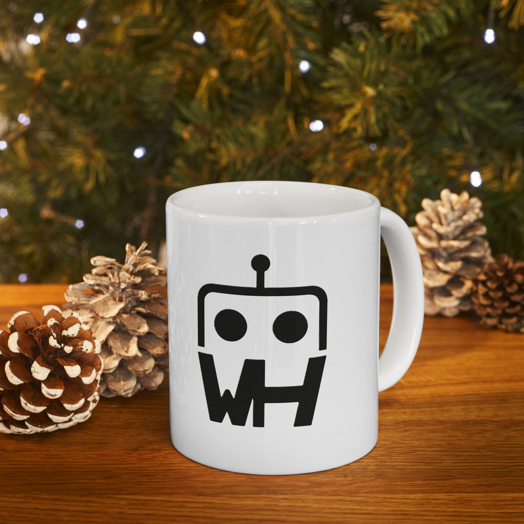Robot WH Logo Mug — Minimalist Tech Coffee Cup