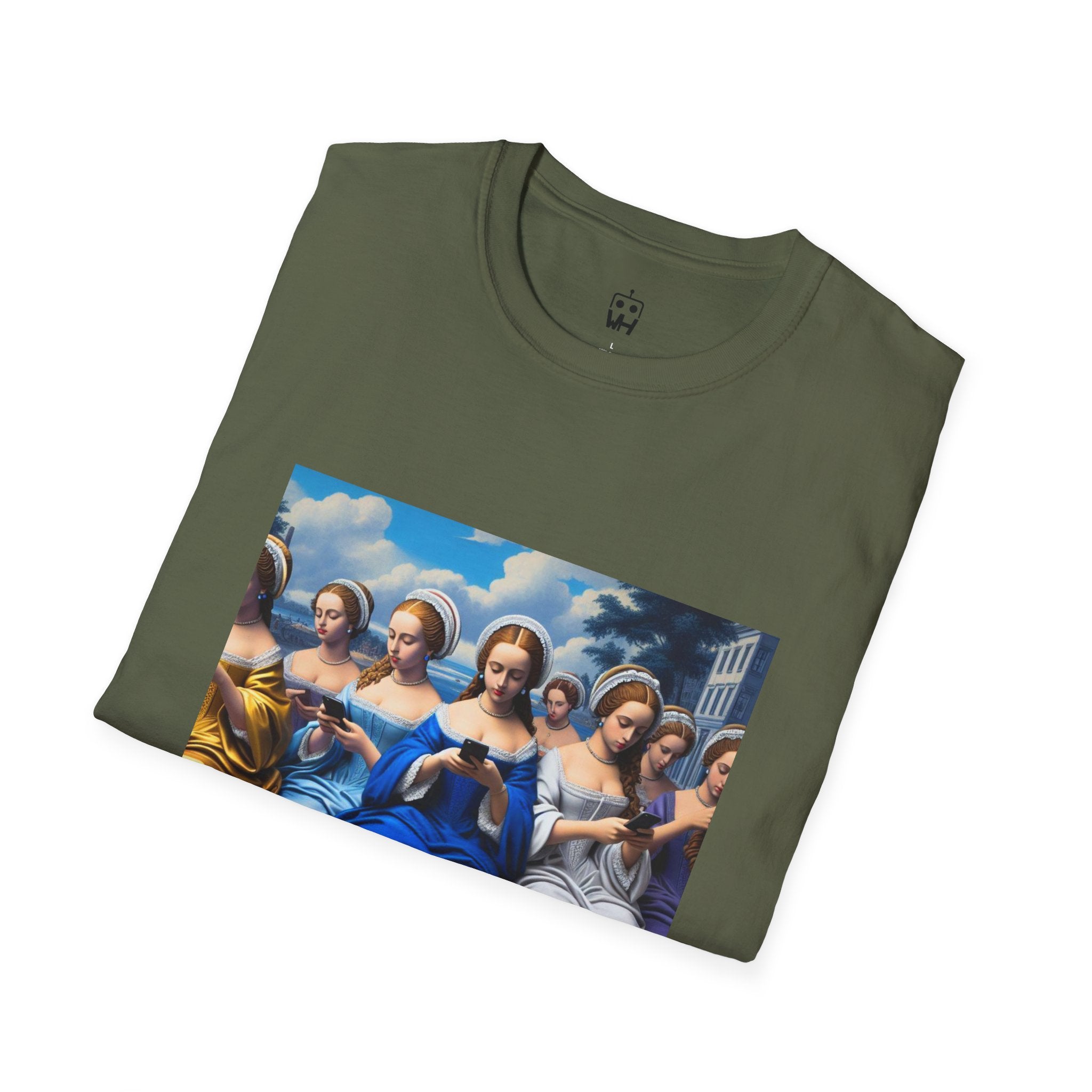 Renaissance Ladies Graphic T-Shirt — Vintage Blue Virgin Mary Art Tee