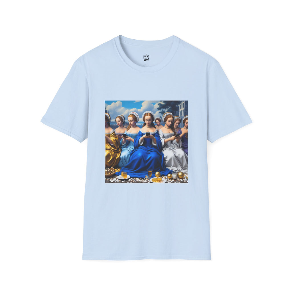 Renaissance Ladies Graphic T-Shirt — Vintage Blue Virgin Mary Art Tee