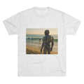 Surf Robot Graphic Tee — Vintage Beach Scene Crew T‑Shirt