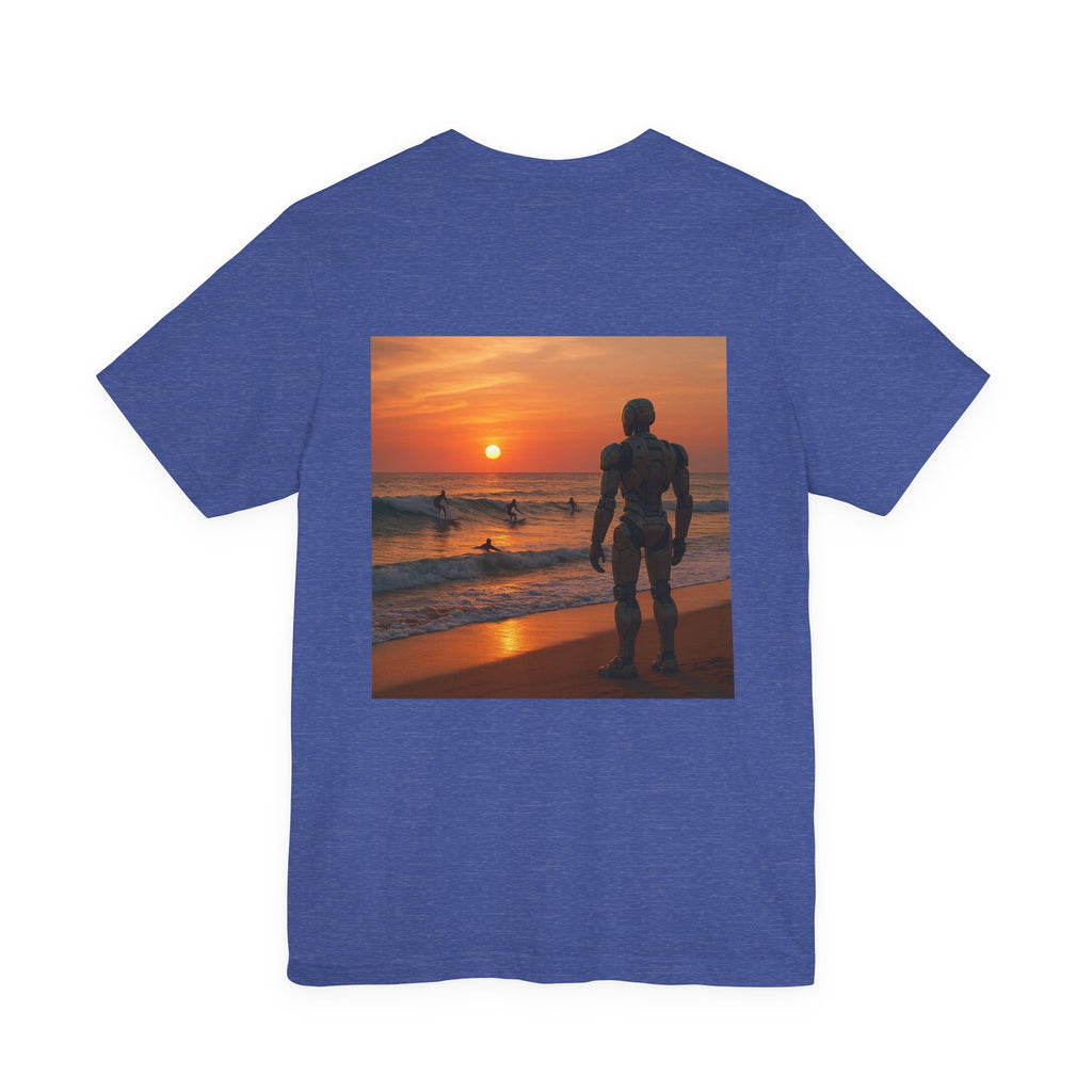 Sunset Surf Robot Tee - Beach Sunset Graphic T-Shirt