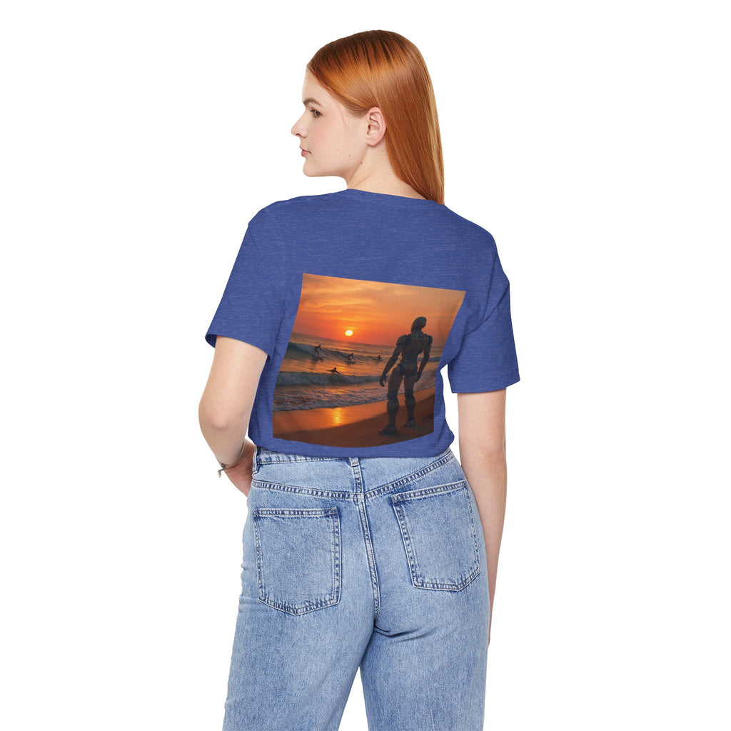 Sunset Surf Robot Tee - Beach Sunset Graphic T-Shirt
