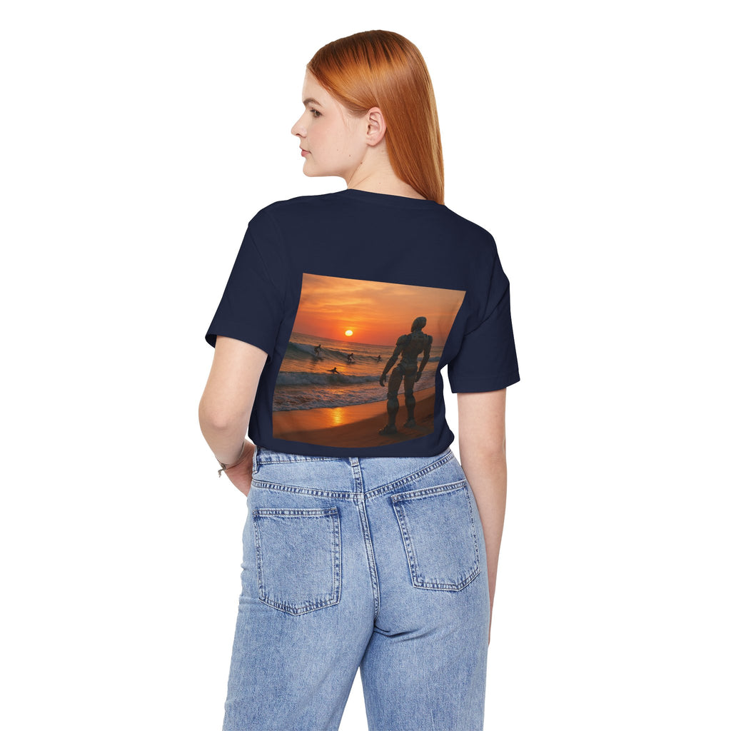 Sunset Surf Robot Tee - Beach Sunset Graphic T-Shirt