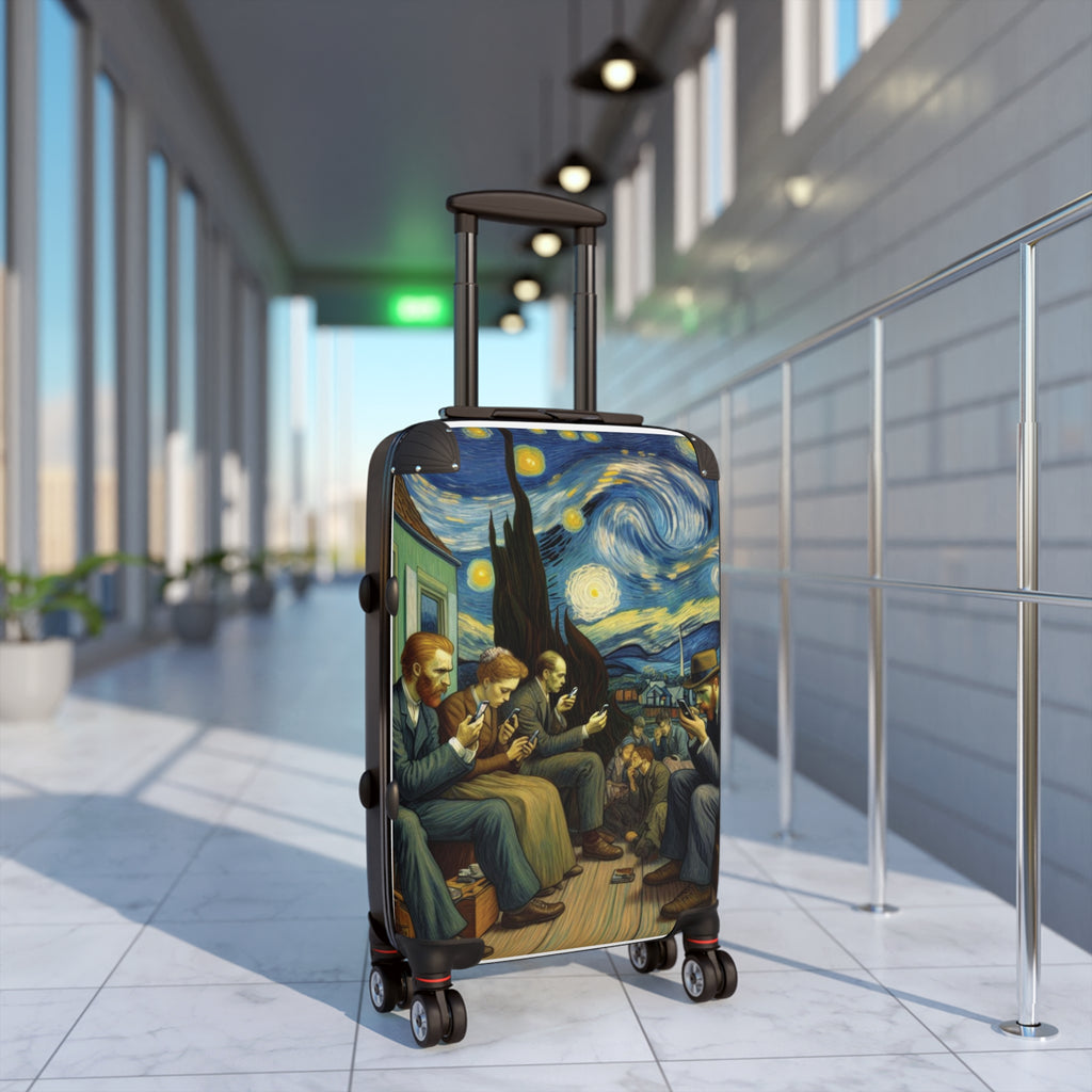 People Staring at Their Cell Phones — Van Gogh-Inspired Rolling Luggage