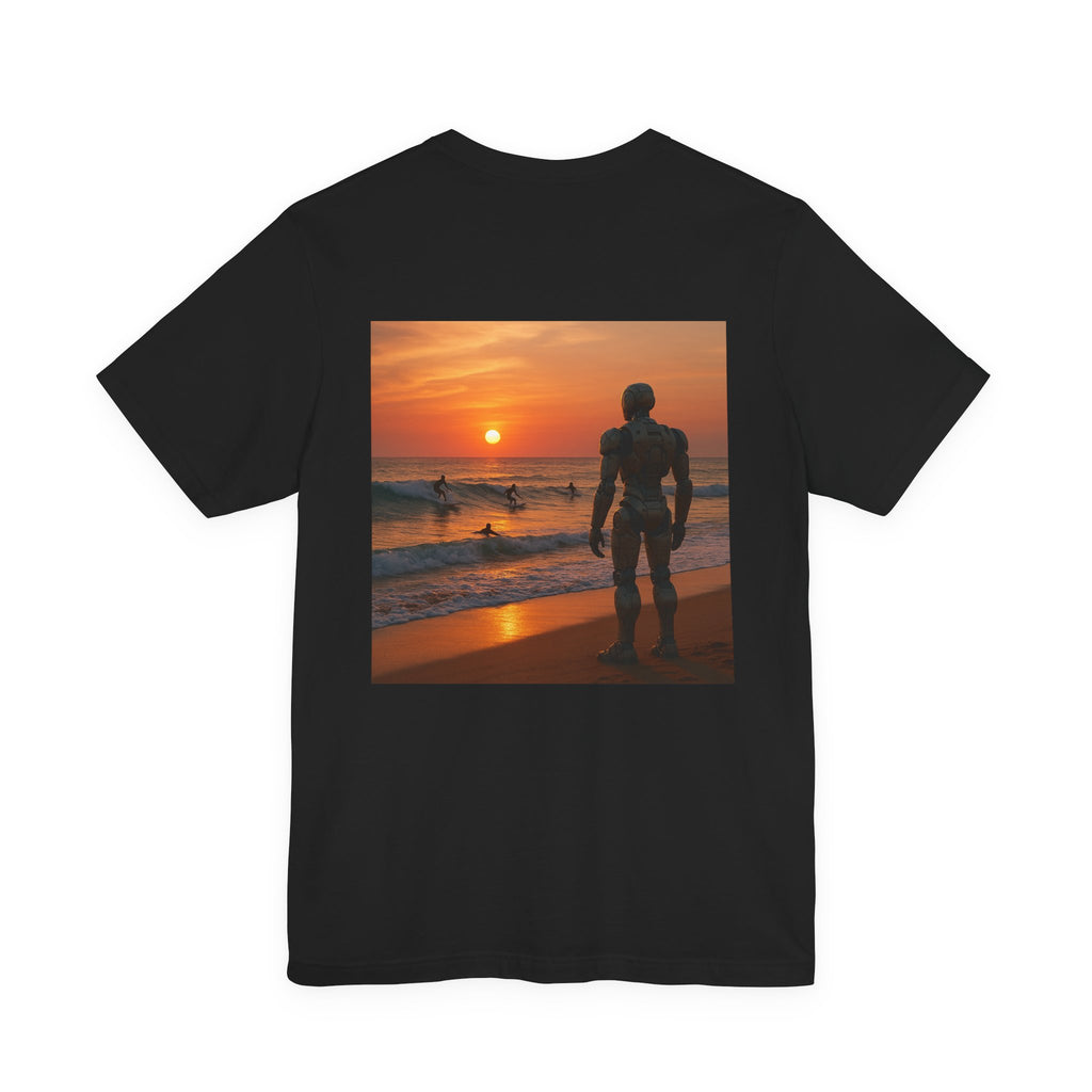 Sunset Surf Robot Tee - Beach Sunset Graphic T-Shirt