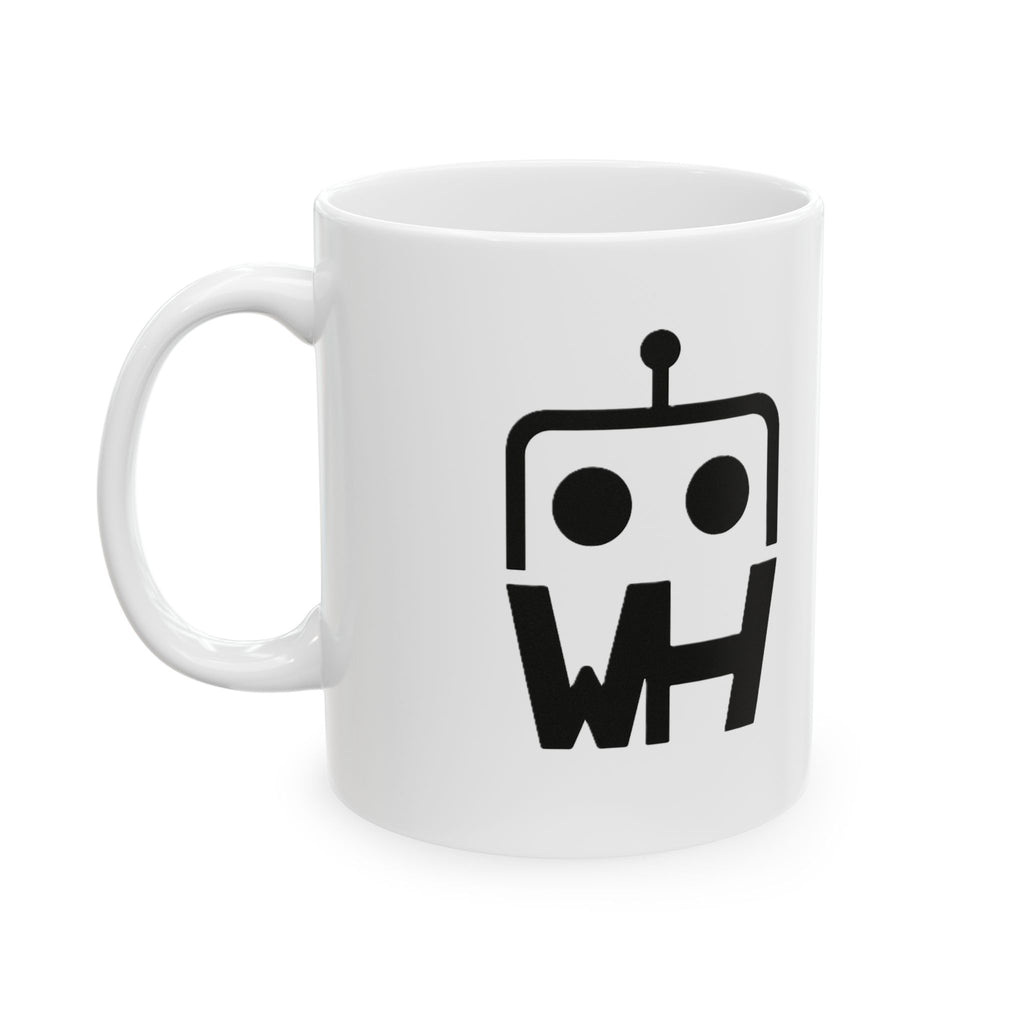 Robot WH Logo Mug — Minimalist Tech Coffee Cup