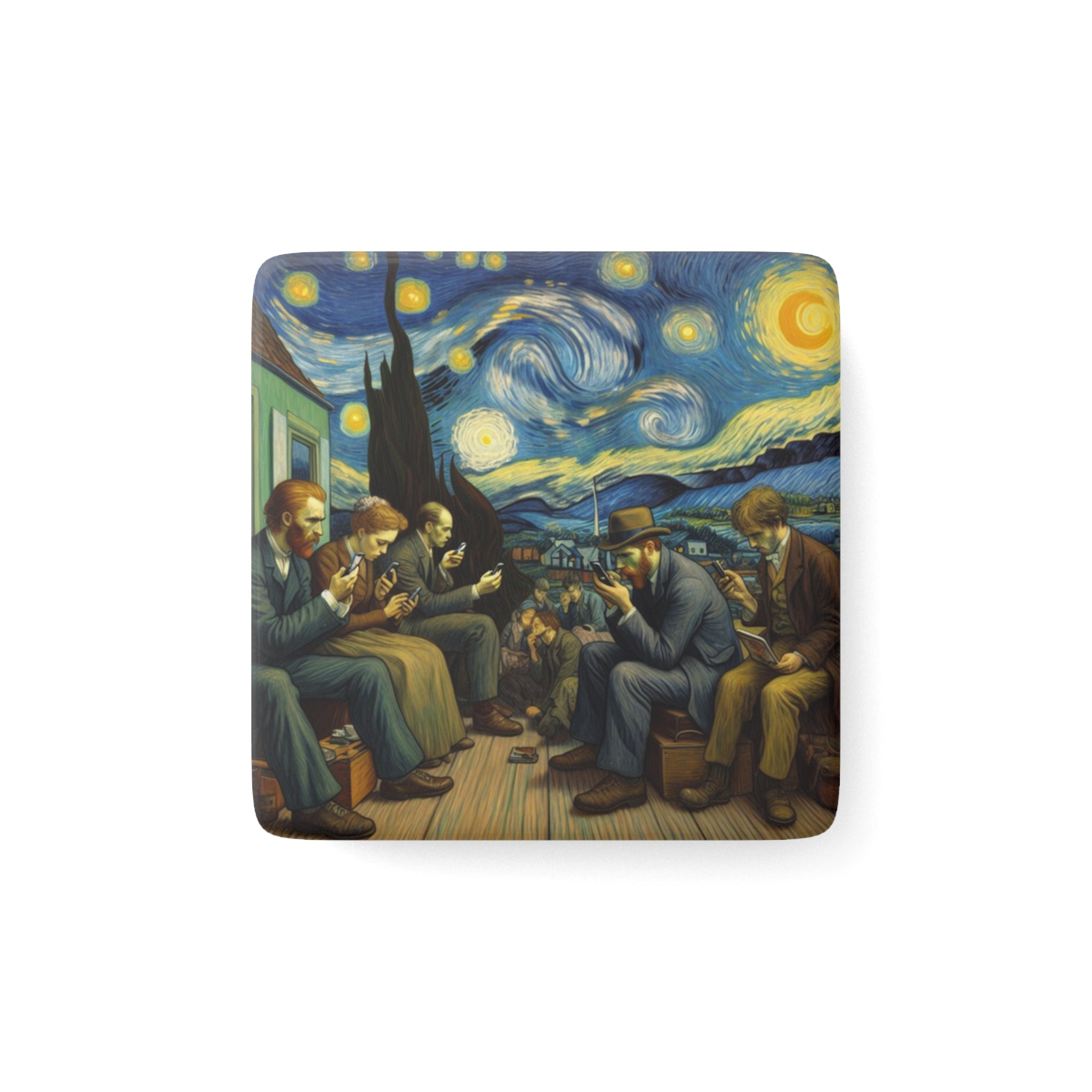People Staring at Their Cell Phone Magnet — Van Gogh Inspired