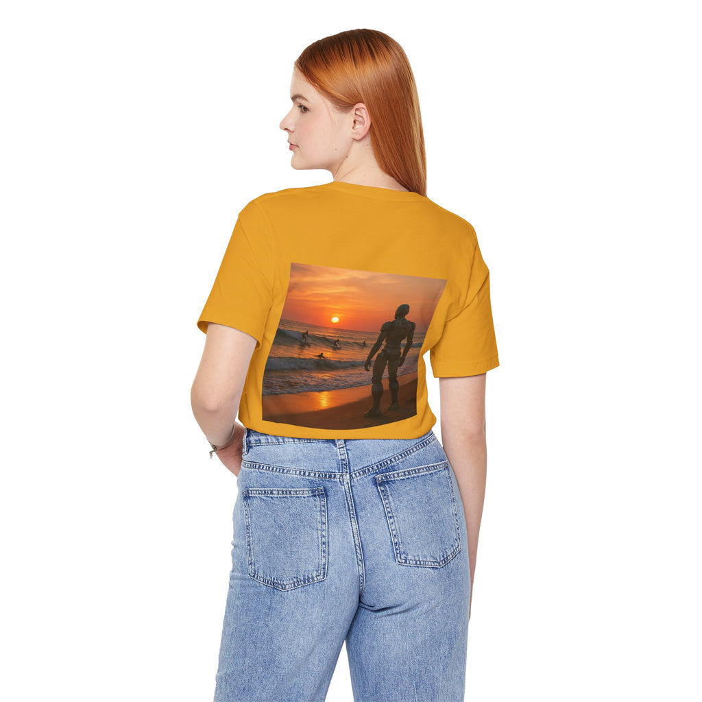 Sunset Surf Robot Tee - Beach Sunset Graphic T-Shirt