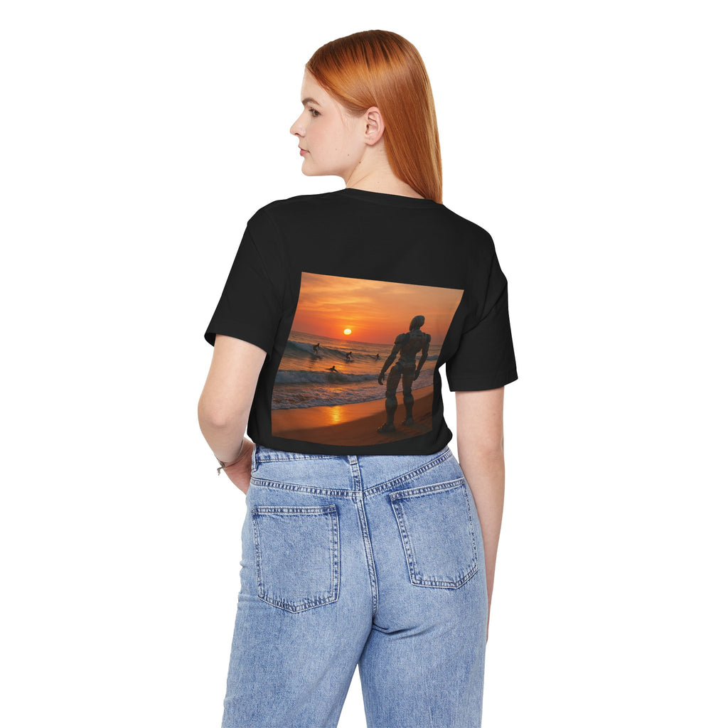 Sunset Surf Robot Tee - Beach Sunset Graphic T-Shirt