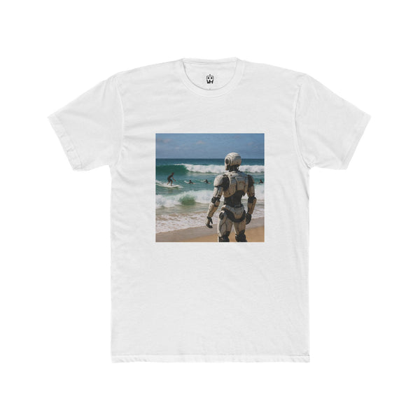 Robot Beach Surf T-Shirt — 'Watching Surfers' Graphic Tee