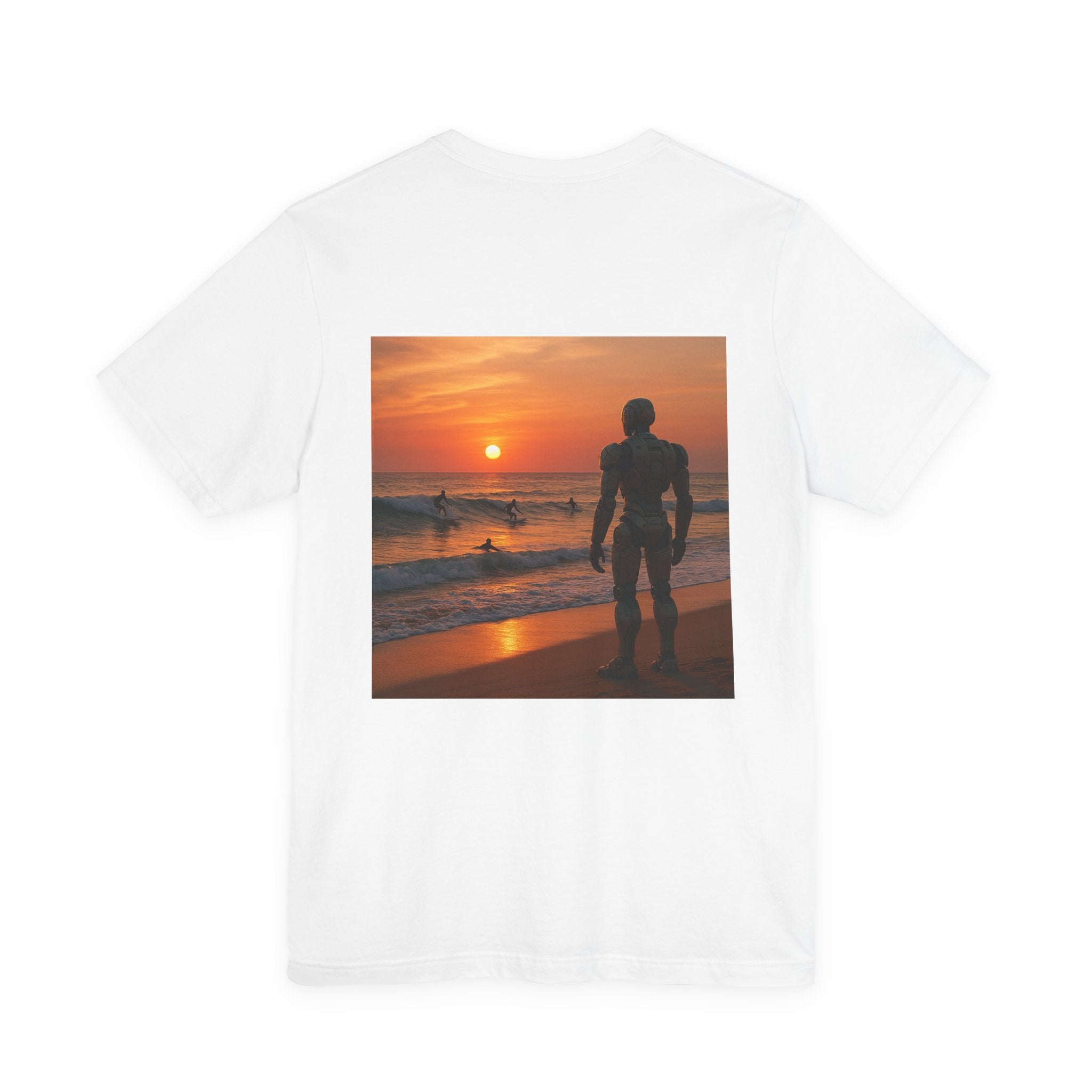 Sunset Surf Robot Tee - Beach Sunset Graphic T-Shirt