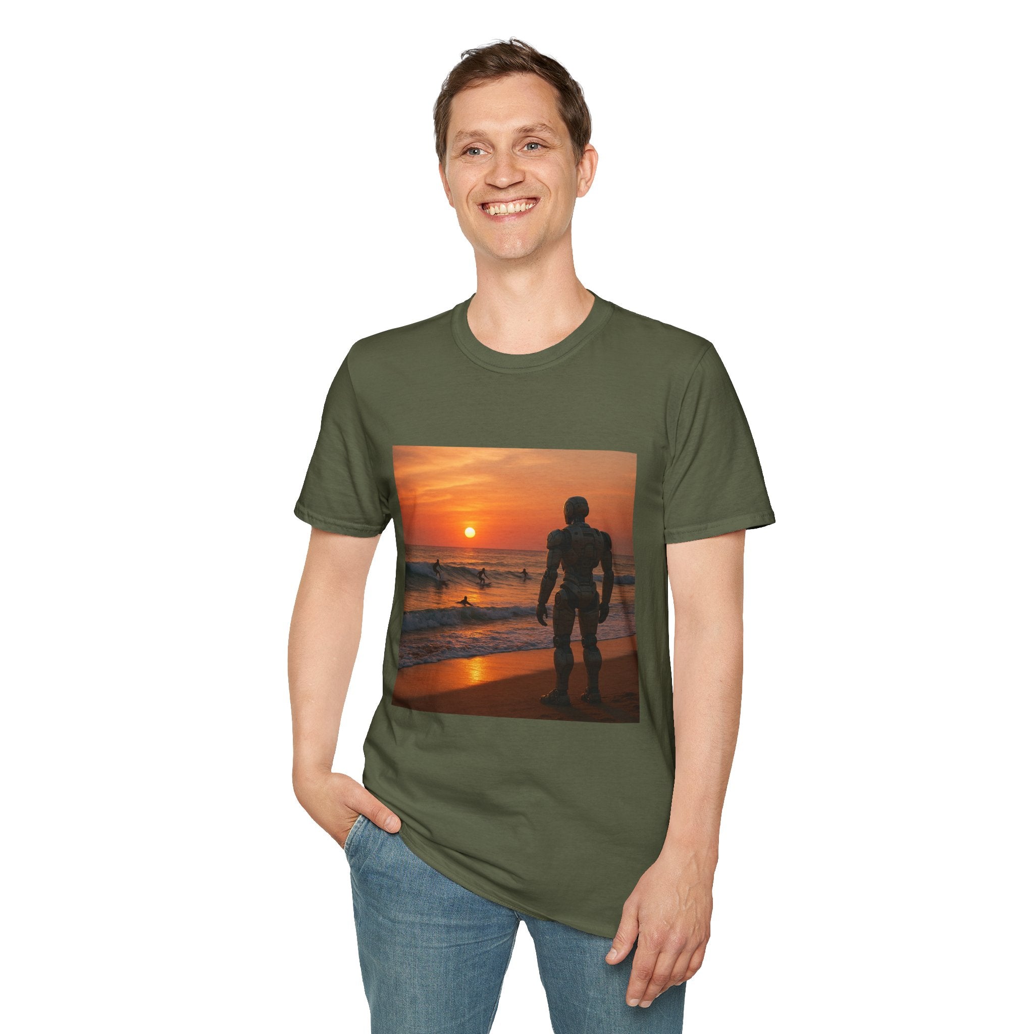 Sunset Surfer T-Shirt — Witness Human Beach Sunset Photography Tee