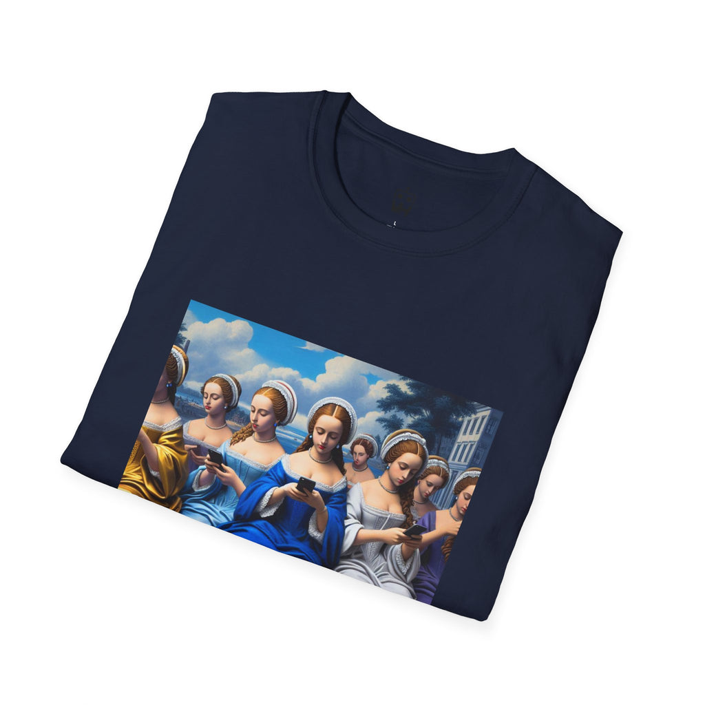 Renaissance Ladies Graphic T-Shirt — Vintage Blue Virgin Mary Art Tee
