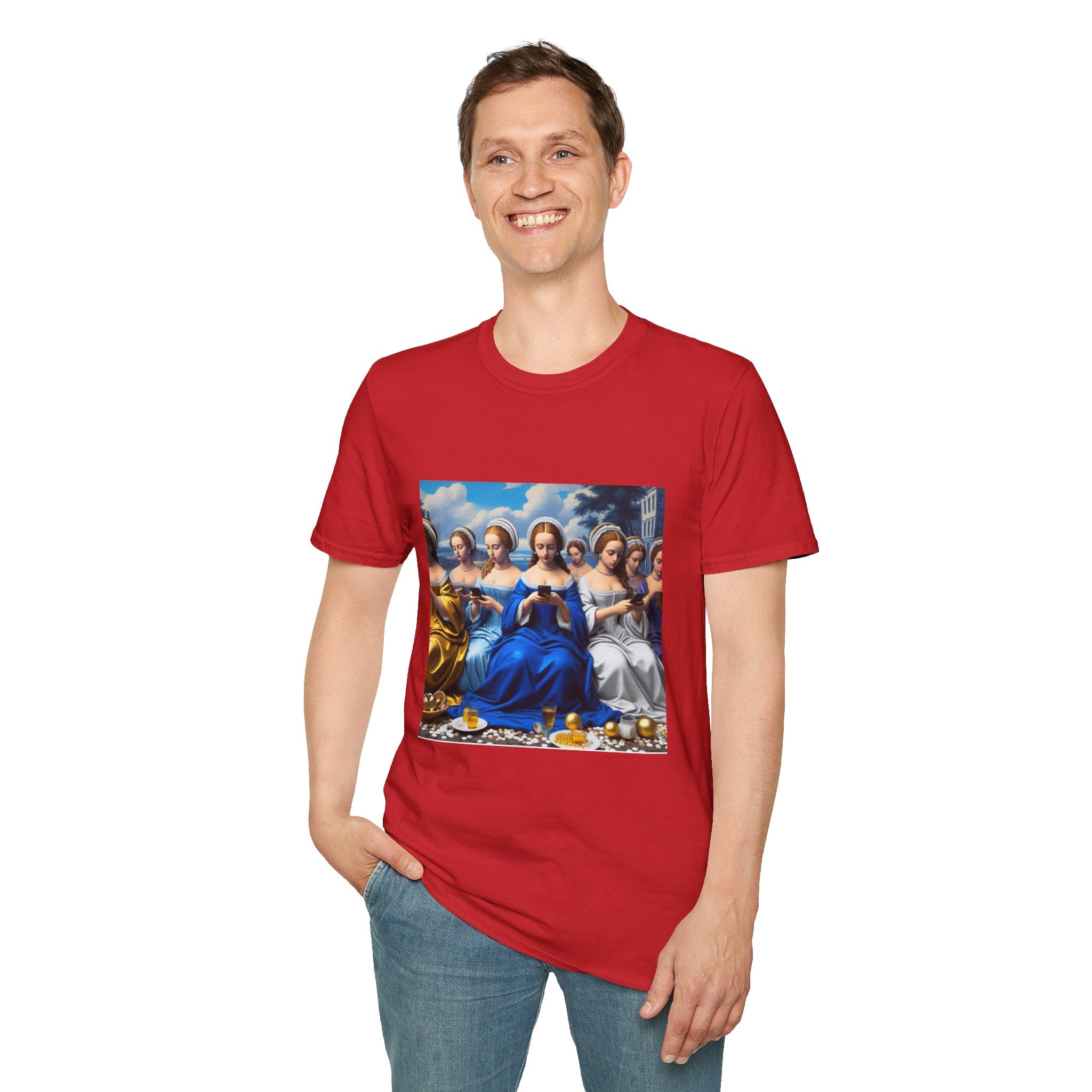 Renaissance Ladies Graphic T-Shirt — Vintage Blue Virgin Mary Art Tee