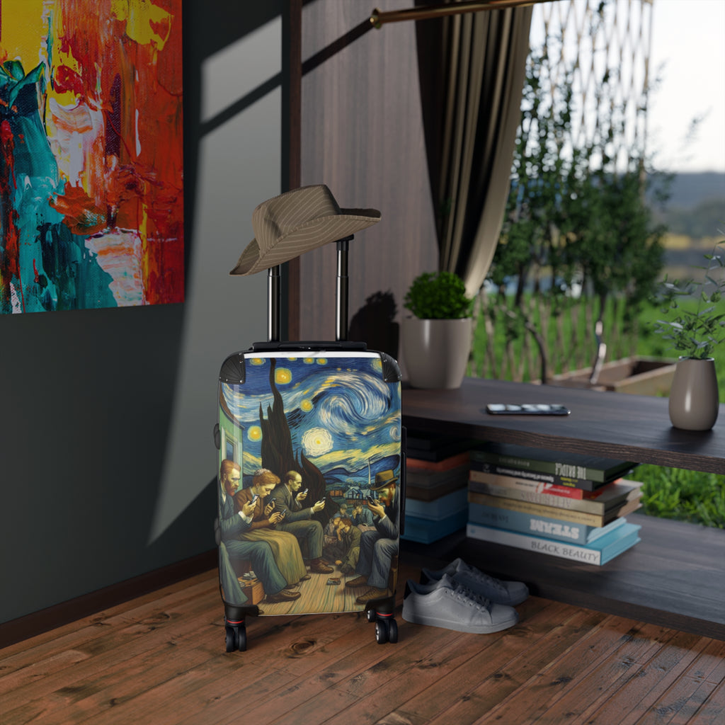 People Staring at Their Cell Phones — Van Gogh-Inspired Rolling Luggage