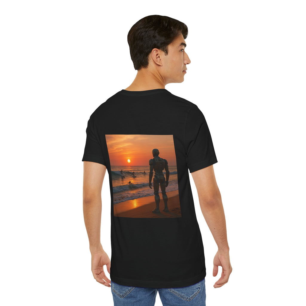 Sunset Surf Robot Tee - Beach Sunset Graphic T-Shirt