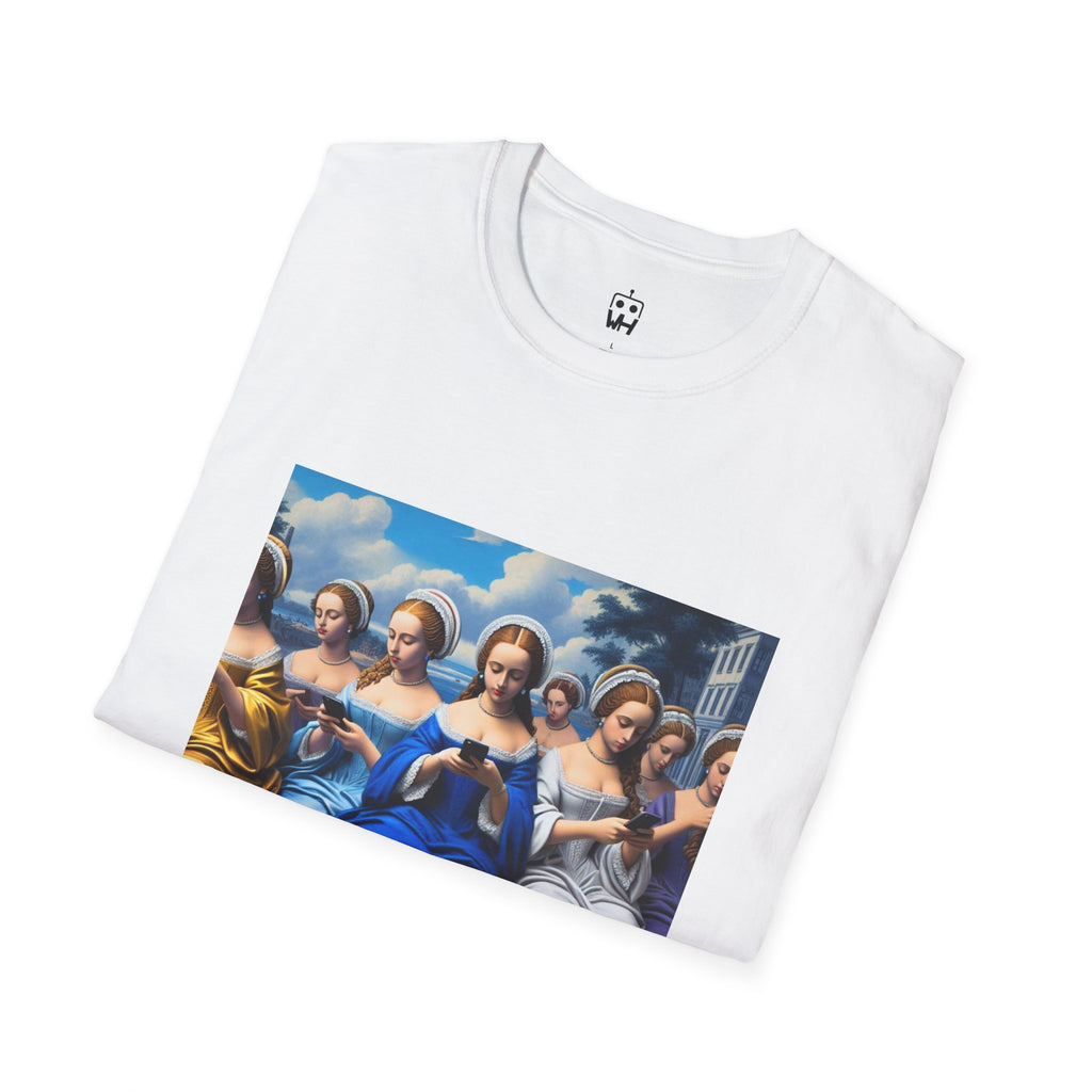 Renaissance Ladies Graphic T-Shirt — Vintage Blue Virgin Mary Art Tee