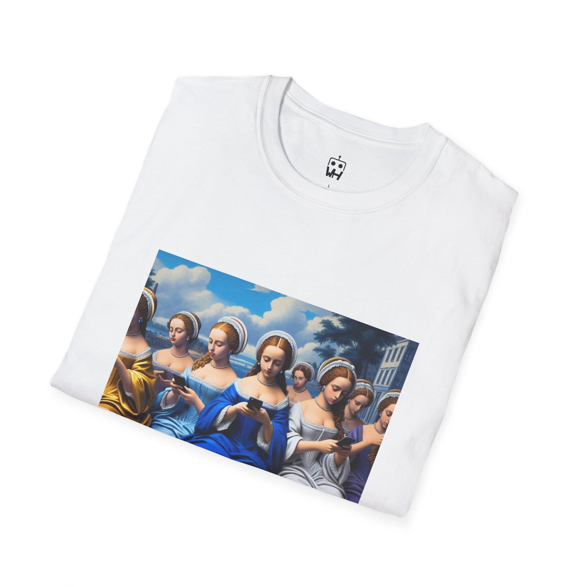Renaissance Ladies Graphic T-Shirt — Vintage Blue Virgin Mary Art Tee