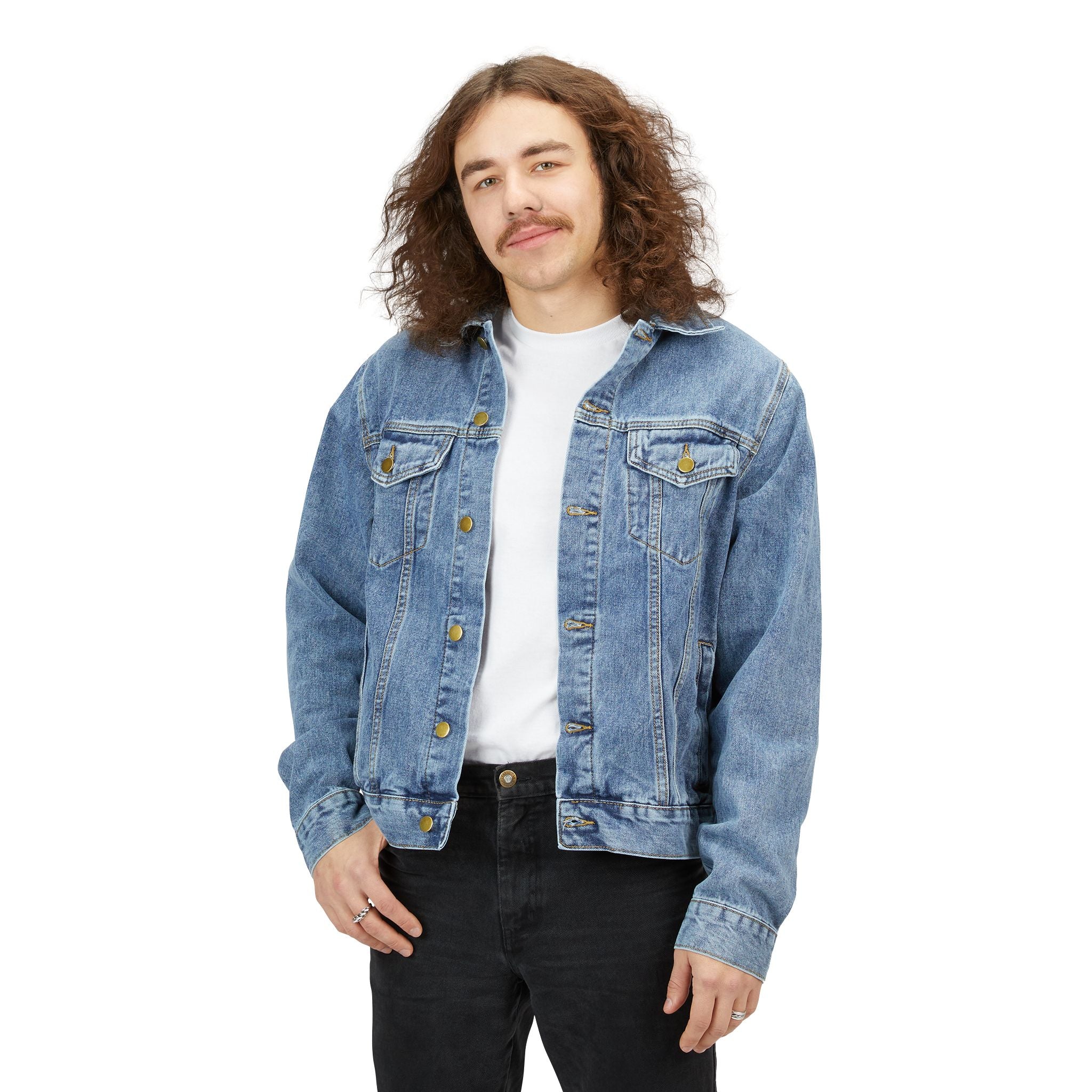 Denim Jacket — Surfing Stormtrooper Back Graphic Men's Denim Jacket
