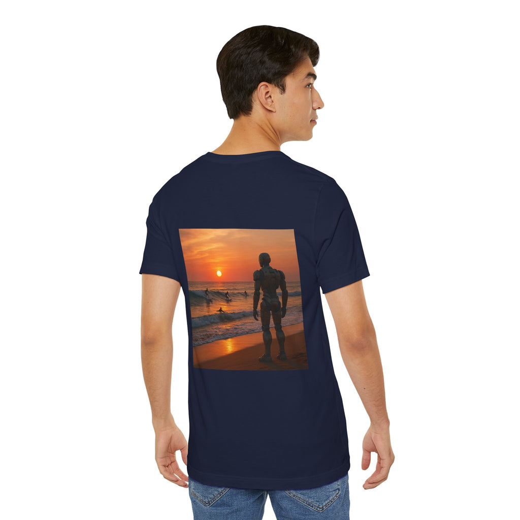 Sunset Surf Robot Tee - Beach Sunset Graphic T-Shirt