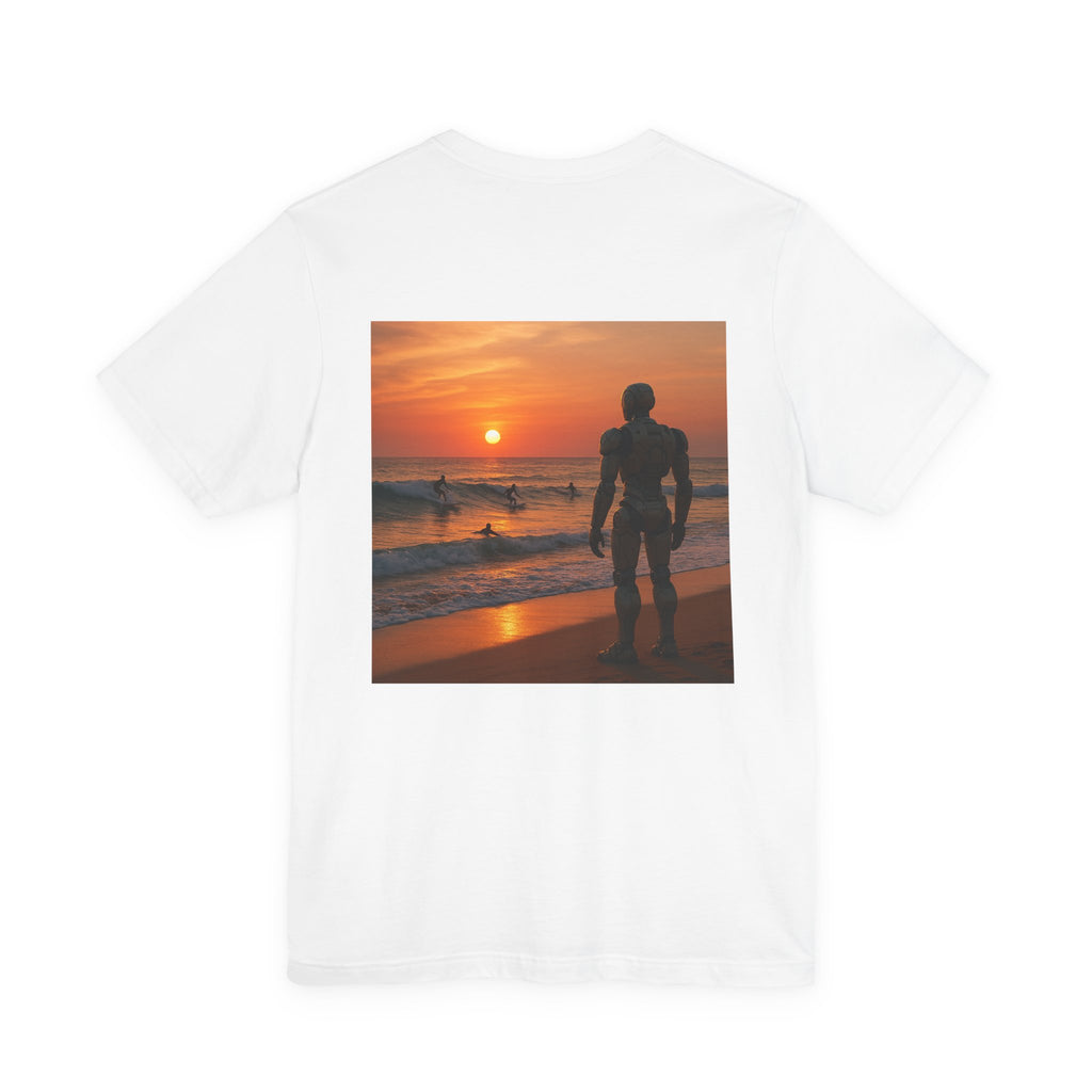 Sunset Surf Robot Tee - Beach Sunset Graphic T-Shirt