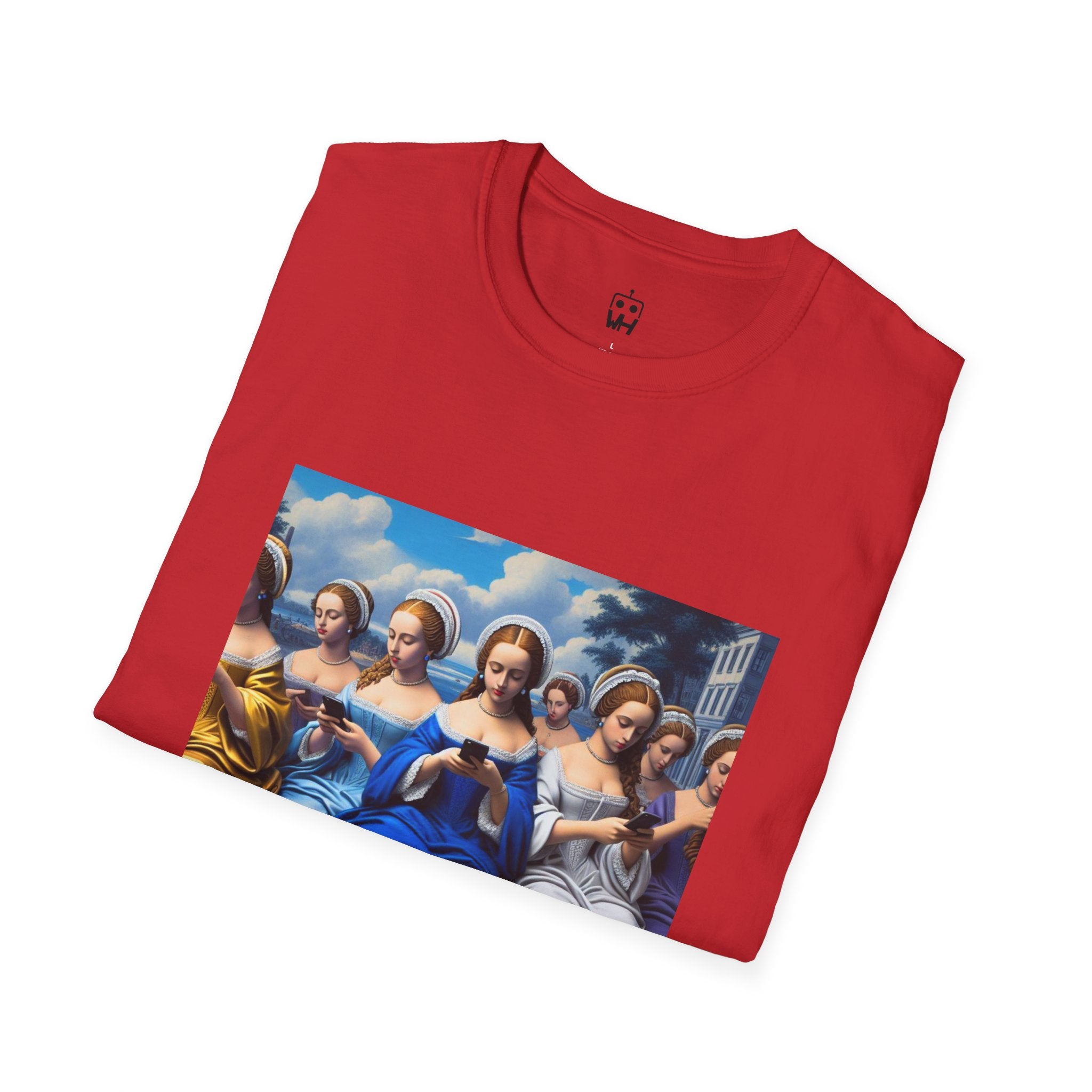 Renaissance Ladies Graphic T-Shirt — Vintage Blue Virgin Mary Art Tee