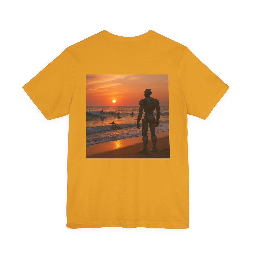 Sunset Surf Robot Tee - Beach Sunset Graphic T-Shirt