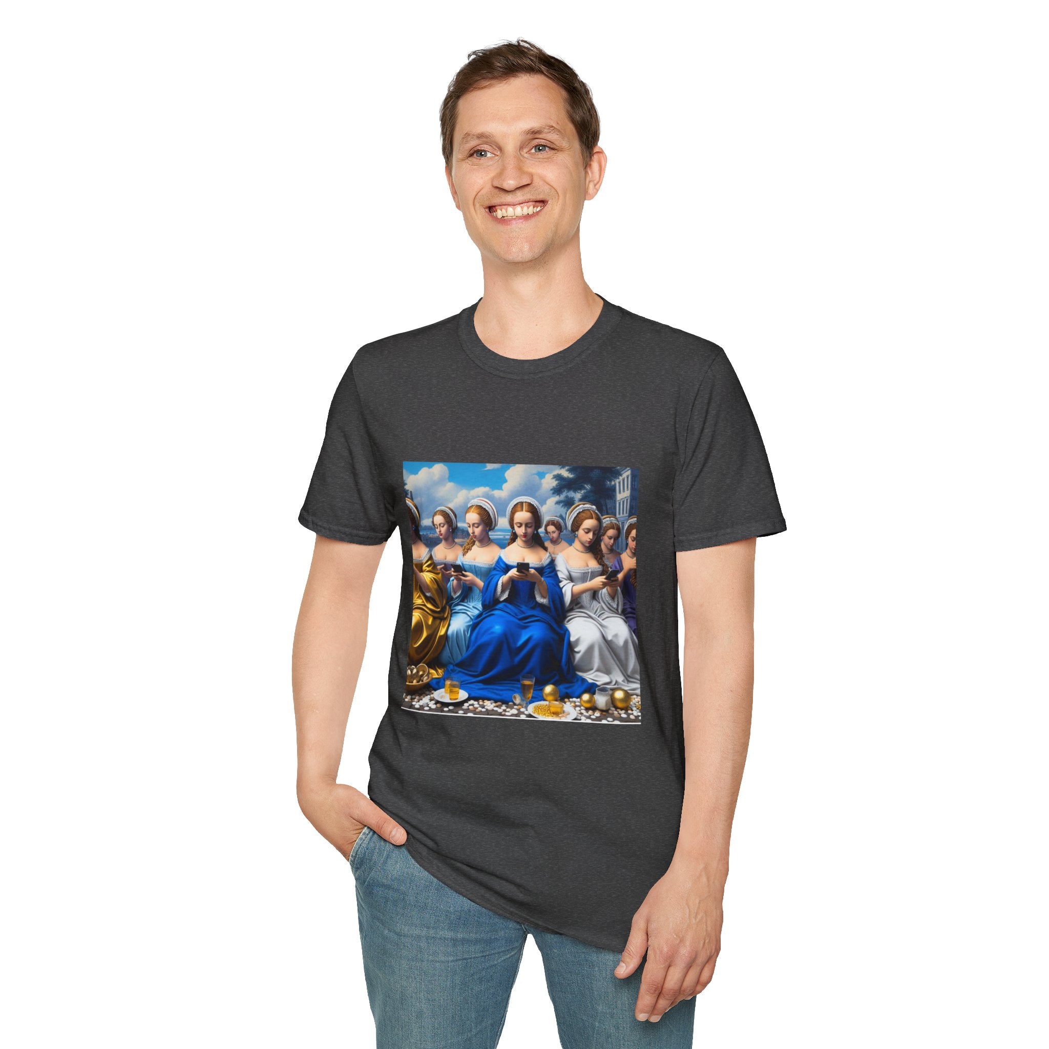 Renaissance Ladies Graphic T-Shirt — Vintage Blue Virgin Mary Art Tee