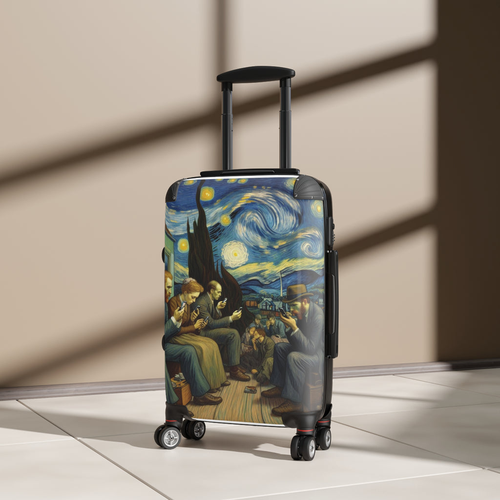 People Staring at Their Cell Phones — Van Gogh-Inspired Rolling Luggage