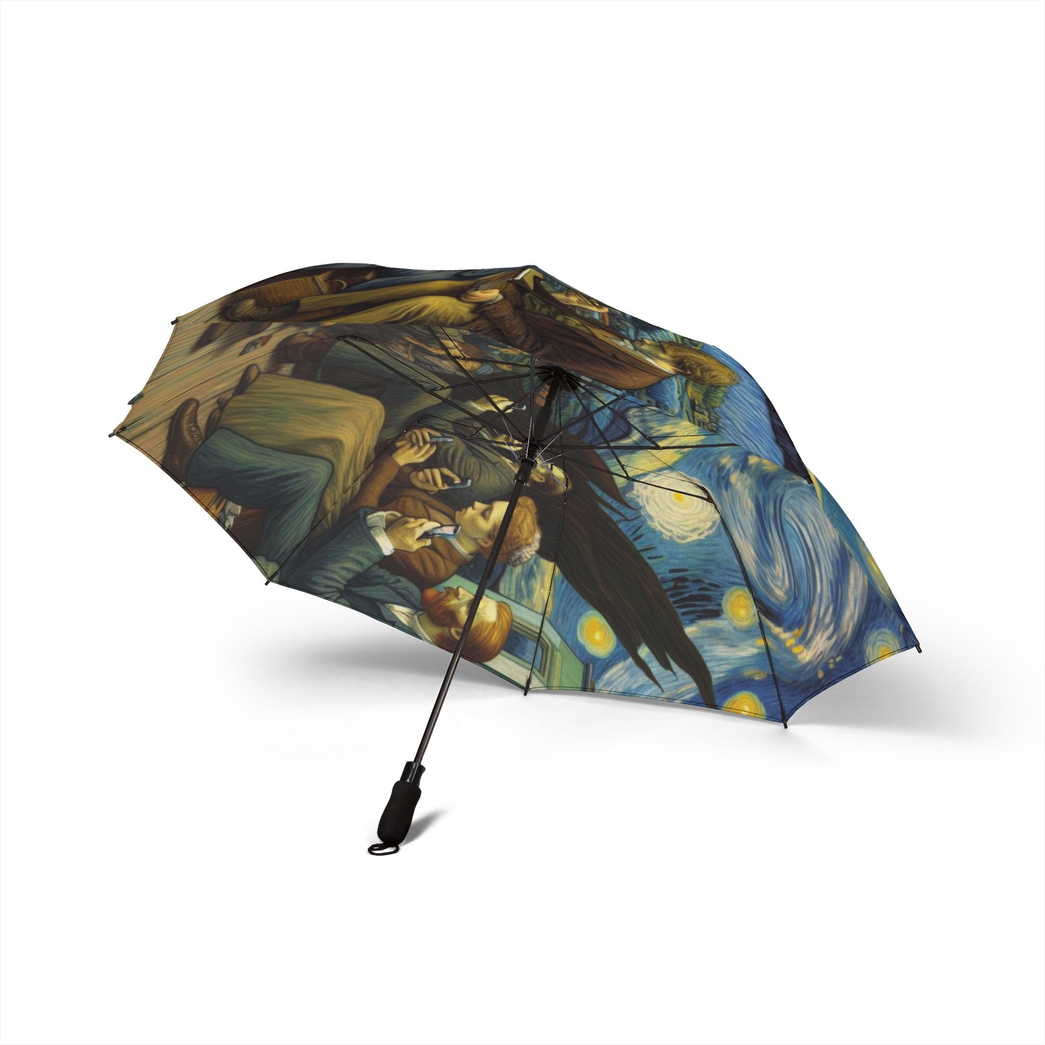 Van Gogh Style 'People Scrolling Phones' Foldable Umbrella