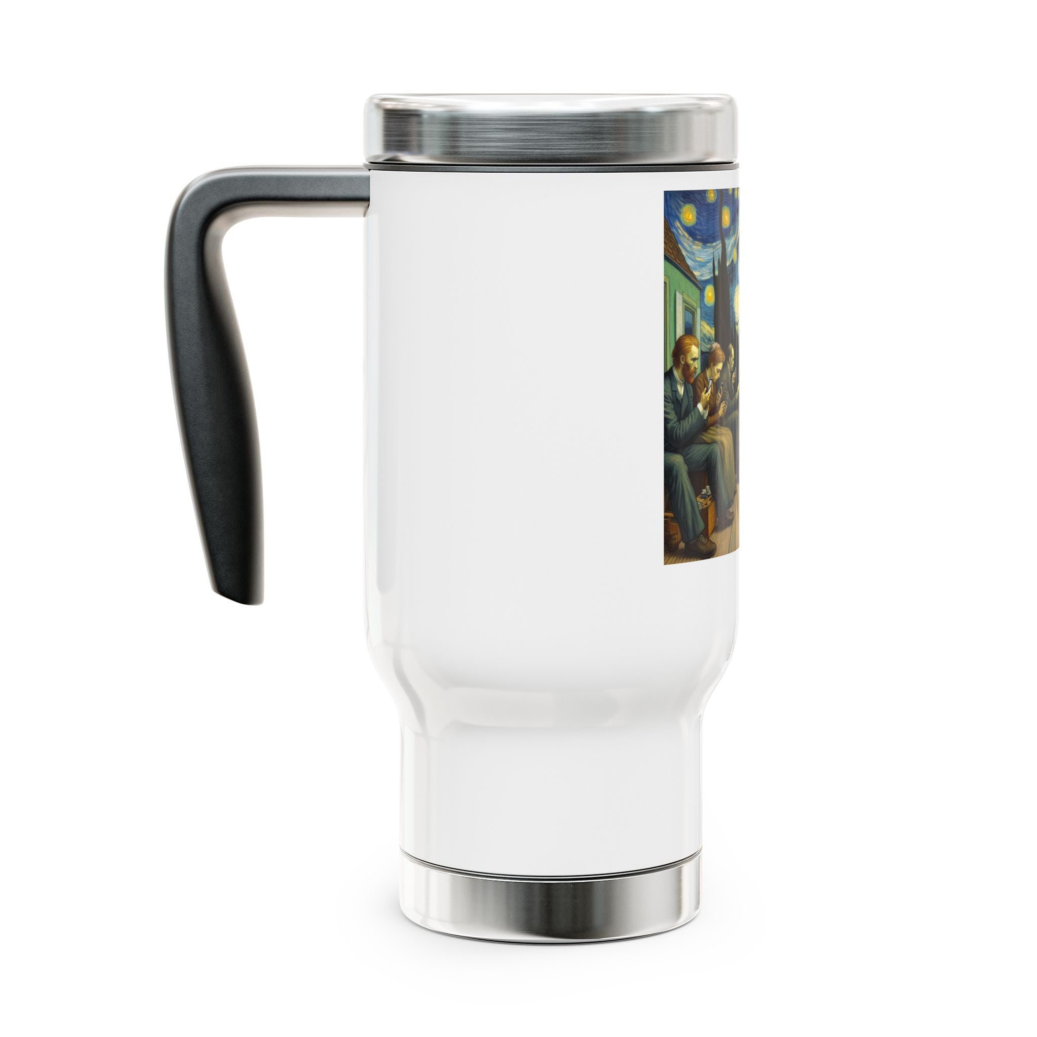 Starry Night Commuter Travel Mug  Van Gogh-Inspired 14oz Stainless Steel with Handle